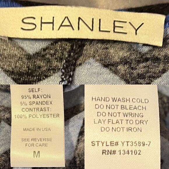 Shanley Chevron Mesh Back Casual Long Sleeve Top Hi Lo Hem Royal Blue Black M - Picture 11 of 12